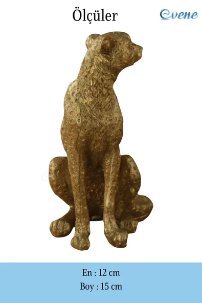 Evene Biblo Dekoratif Obje Heykel Leopar Biblo Dekoratif Süs Eşyası Altın Renk Model 33 - Resim 3