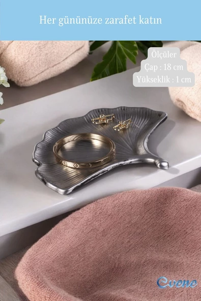 Evene Takı Organizer Makyaj Düzenleyici Kozmetik Organizer Dekoratif Tabak Gümüş Eskitme Renk Model 19 - 2