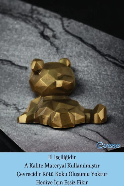 Evene Biblo Dekoratif Obje Heykel Ayı Biblo Dekoratif Süs Eşyası Altın Eskitme Renk Model 39 - Resim 4