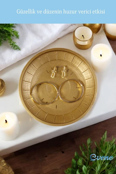 Evene Takı Organizer Makyaj Düzenleyici Kozmetik Organizer Dekoratif Tabak Altın Renk Model 5 - Resim 5