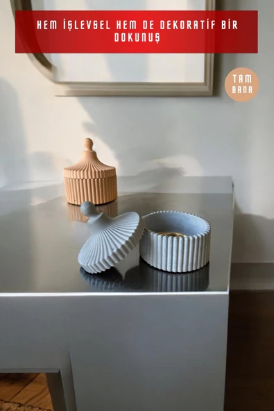 tambana Dekoratif Kutu Set Takı Tabağı Şekerlik Çok Amaçlı Kutu Model 10 - Resim 2
