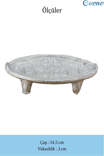 Evene Dekoratif Kase Gümüş Renk Takı Kutusu Yüzük Kolye Kutusu Mum Tabağı Takı Organizer Model 7 - 2