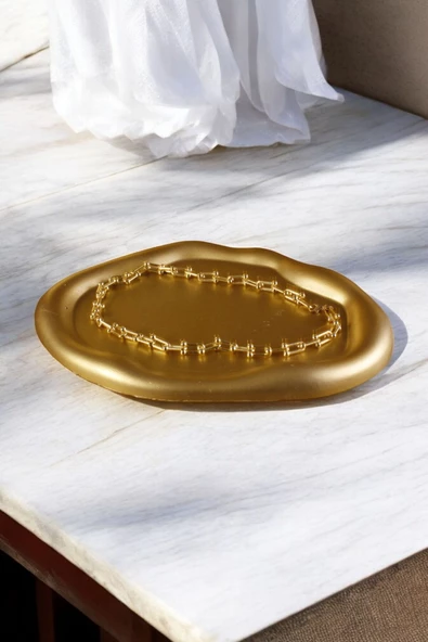 Viselia Takı Tabağı Takı Organizeri Takı Makyaj Kozmetik Düzenleyici Altın Renk Model 18 ürün görseli 1