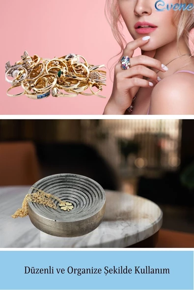 Evene Dekoratif Kase Gümüş Eskitme Renk Takı Kutusu Yüzük Kolye Kutusu Mum Tabağı Takı Organizer Model 2 - 4