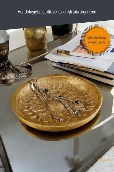 Viselia Takı Tabağı Takı Organizeri Takı Makyaj Kozmetik Düzenleyici Altın Renk Model 6 - Resim 4