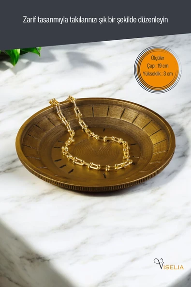 Viselia Takı Tabağı Takı Organizeri Takı Makyaj Kozmetik Düzenleyici Altın Eskitme Renk Model 5 - Resim 2