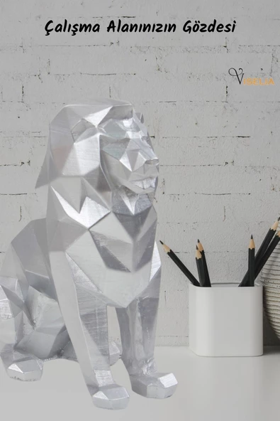 Viselia Dekoratif Aslan Biblo Heykel El Yapımı Hediyelik Süs Eşyası Poly Model Tasarım Ürünü - Resim 8