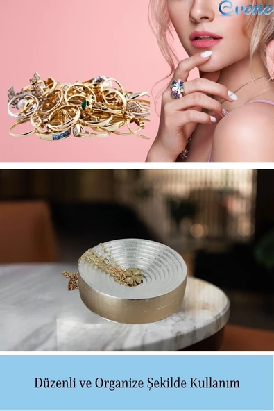 Evene Dekoratif Kase Gümüş Renk Takı Kutusu Yüzük Kolye Kutusu Mum Tabağı Takı Organizer Model 2 - Resim 4