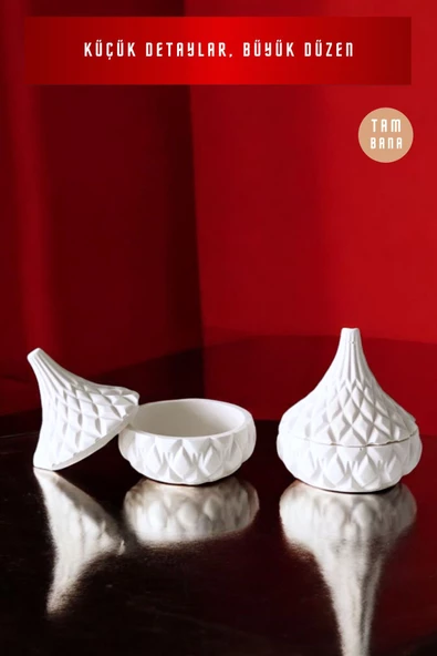 tambana El Yapımı Dekoratif Kutu Kapaklı Takı Kutusu Beyaz Model 17 - Resim 6