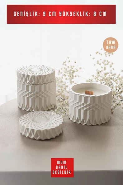 tambana El Yapımı Dekoratif Kutu Kapaklı Takı Kutusu Beyaz Model 8 - Resim 3