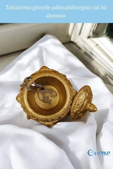 Evene Takı Düzenleyici Takı Organizeri Makyaj Kutusu Mücevher Kutusu Altın Renk Model 1 - Resim 3