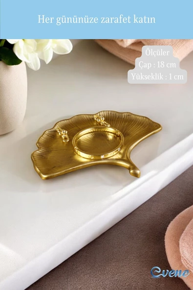 Evene Takı Organizer Makyaj Düzenleyici Kozmetik Organizer Dekoratif Tabak Altın Renk Model 19 - Resim 2