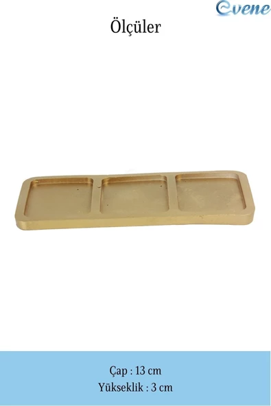 Evene Dekoratif Kase Altın Renk Takı Kutusu Yüzük Kolye Kutusu Mum Tabağı Takı Organizer Üçlü Model - 2