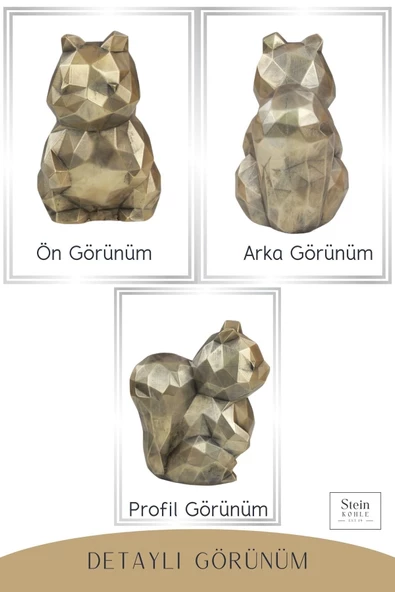 Stein Kohle Dekoratif Sincap Biblo Heykel El Yapımı Sevimli Hediyelik Süs Eşyası Poly Model Tasarım Ürünü - Resim 5
