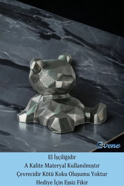 Evene Biblo Dekoratif Obje Heykel Ayı Biblo Dekoratif Süs Eşyası Gümüş Eskitme Renk Model 39 - Resim 4