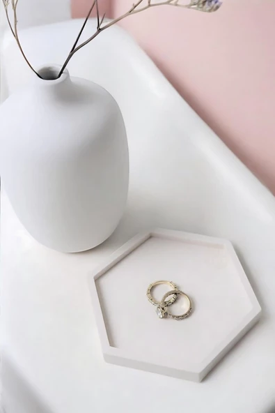 tambana Beyaz Sunumluk Takı Tabağı Dekoratif Tepsi Obje Ev Dekorasyon Model 11 ürün görseli