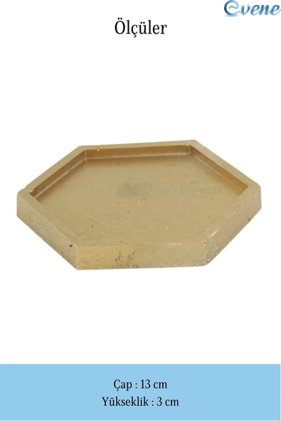 Evene Dekoratif Kase Altın Renk Takı Kutusu Yüzük Kolye Kutusu Mum Tabağı Takı Organizer Altıgen Model - 2