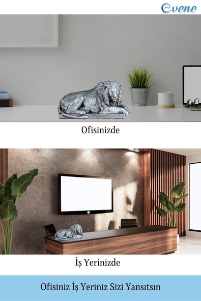 Evene Biblo Dekoratif Obje Heykel Biblo Aslan Biblo Dekoratif Süs Eşyası Gümüş Eskitme Renk Model 3 - Resim 8
