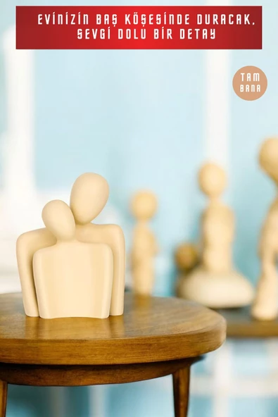 tambana 2’li Fildişi Heykel Biblo Seti Dekoratif Süs Eşyası Dekoratif Masa Süsü Model 3 - Resim 4