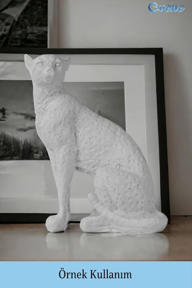 Evene Biblo Dekoratif Obje Heykel Leopar Biblo Dekoratif Süs Eşyası Beyaz Model 33 - Resim 2