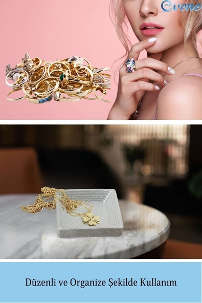 Evene Dekoratif Kase Gümüş Renk Takı Kutusu Yüzük Kolye Kutusu Mum Tabağı Takı Organizer Model 4 - Resim 4