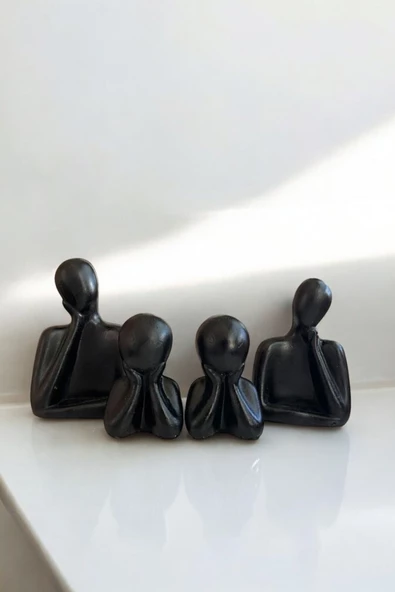tambana 4’lü Siyah Heykel Biblo Seti Dekoratif Süs Eşyası Dekoratif Masa Süsü Model 2 ürün görseli 1