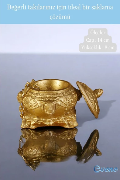 Evene Takı Düzenleyici Takı Organizeri Makyaj Kutusu Mücevher Kutusu Altın Renk Model 1 - Resim 2