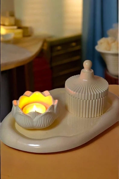 tambana Bej Sunumluk Takı Tabağı Dekoratif Tepsi Obje Seti 3 Parça Model 1028 ürün görseli