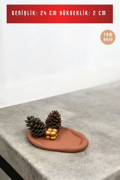 tambana Terracotta Sunumluk Takı Tabağı Dekoratif Tepsi Obje Ev Dekorasyon Model 18 - Resim 3