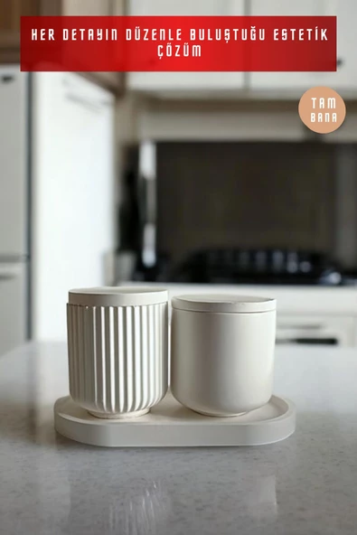 tambana Beyaz Sunumluk Takı Tabağı Dekoratif Tepsi Obje Seti 3 Parça Model 1017 - Resim 5