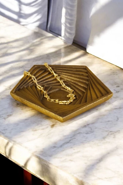 Viselia Takı Tabağı Takı Organizeri Takı Makyaj Kozmetik Düzenleyici Altın Eskitme Model 9 ürün görseli 1