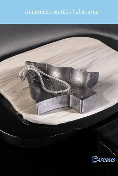 Evene Takı Organizer Makyaj Düzenleyici Kozmetik Organizer Dekoratif Tabak Altın Eskitme Renk Model 12 - Resim 6