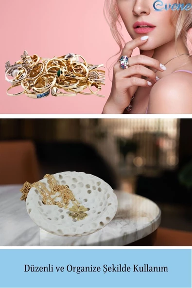 Evene Dekoratif Kase Beyaz Renk Takı Kutusu Yüzük Kolye Kutusu Mum Tabağı Takı Organizer Baloncuklu Model - 4