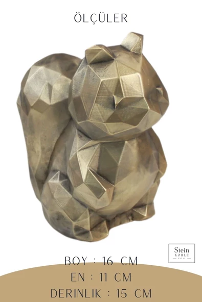 Stein Kohle Dekoratif Sincap Biblo Heykel El Yapımı Sevimli Hediyelik Süs Eşyası Poly Model Tasarım Ürünü - Resim 2