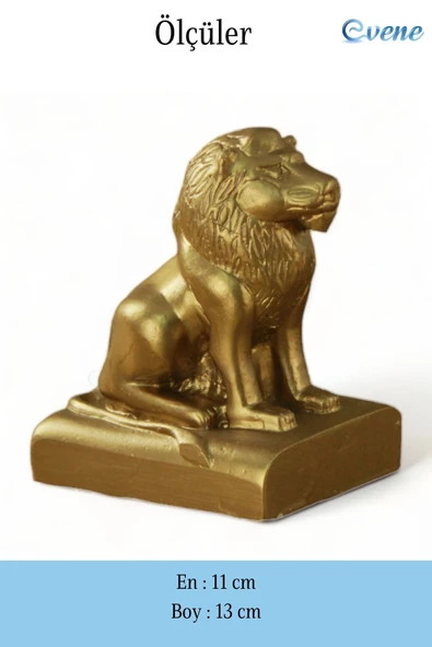 Evene Biblo Dekoratif Obje Heykel Aslan Biblo Dekoratif Süs Eşyası Altın Renk Model 35 - Resim 3