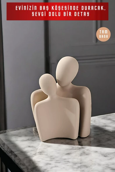 tambana 2’li Cappuccino Heykel Biblo Seti Dekoratif Süs Eşyası Dekoratif Masa Süsü Model 3 - Resim 4