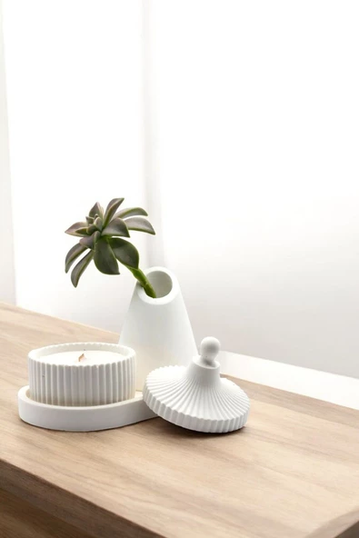 tambana Beyaz Sunumluk Takı Tabağı Dekoratif Tepsi Obje Seti 3 Parça Model 1039 ürün görseli 1