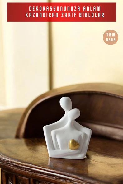 tambana Beyaz Heykel Biblo Dekoratif Süs Eşyası Dekoratif Masa Süsü Salon Aksesuarları Model 47 - Resim 2