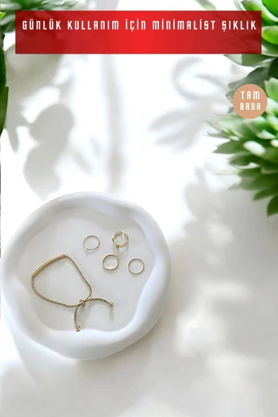 tambana Beyaz Sunumluk Takı Tabağı Dekoratif Tepsi Obje Ev Dekorasyon Model 17 - Resim 2