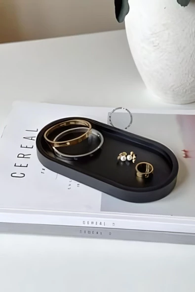 tambana Siyah Sunumluk Takı Tabağı Dekoratif Tepsi Obje Ev Dekorasyon Model 21 ürün görseli 1