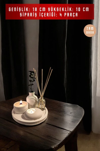 tambana Beyaz Sunumluk Takı Tabağı Dekoratif Tepsi Obje Seti 4 Parça Model 1049 - Resim 3