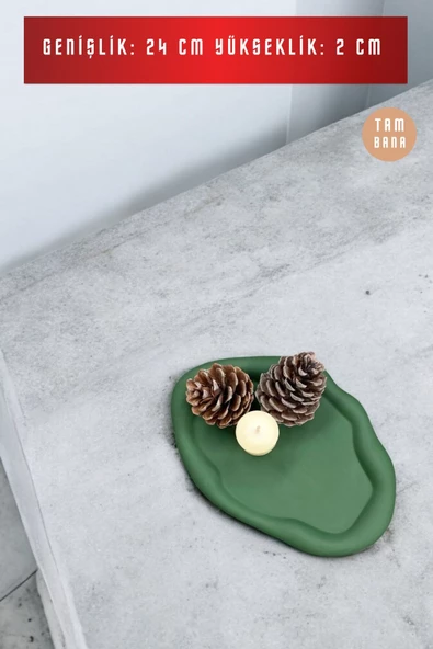 tambana Yeşil Sunumluk Takı Tabağı Dekoratif Tepsi Obje Ev Dekorasyon Model 18 - Resim 3