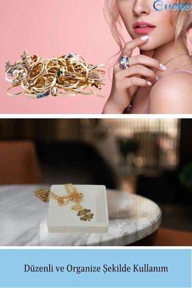 Evene Dekoratif Kase Beyaz Renk Takı Kutusu Yüzük Kolye Kutusu Mum Tabağı Takı Organizer Model 4 - 4