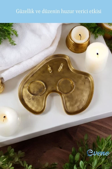 Evene Takı Organizer Makyaj Düzenleyici Kozmetik Organizer Dekoratif Tabak Altın Eskitme Renk Model 16 - 6