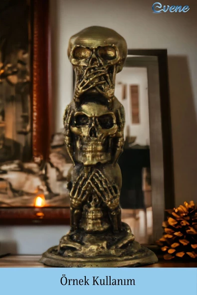 Evene Biblo Dekoratif Obje Heykel Üç Maymun Biblo Dekoratif Süs Eşyası Altın Eskitme Renk Model 29 - Resim 2