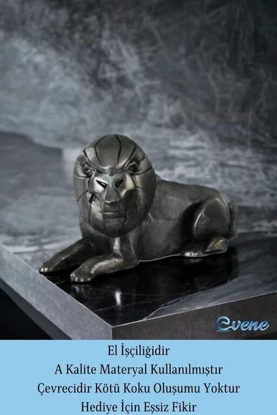 Evene Biblo Dekoratif Obje Heykel Aslan Biblo Dekoratif Süs Eşyası Gümüş Eskitme Renk Model 37 - Resim 4