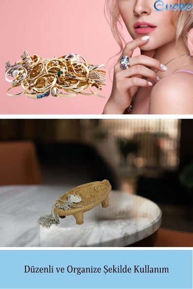 Evene Dekoratif Kase Altın Renk Takı Kutusu Yüzük Kolye Kutusu Mum Tabağı Takı Organizer Model 7 - Resim 4