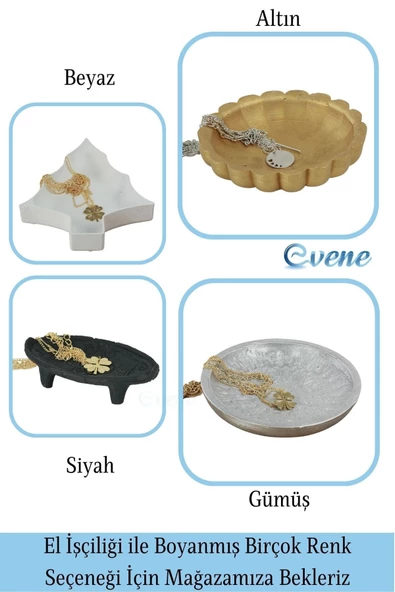 Evene Dekoratif Kase Gümüş Renk Takı Kutusu Yüzük Kolye Kutusu Mum Tabağı Takı Organizer Model 5 - 5