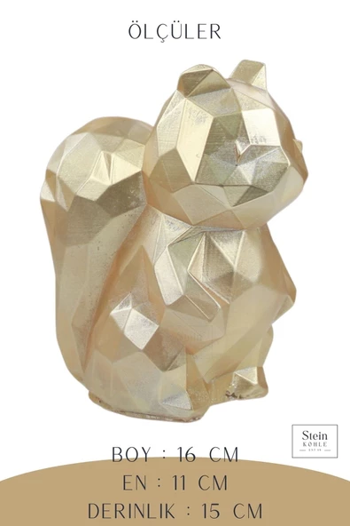 Stein Kohle Dekoratif Sincap Biblo Heykel El Yapımı Sevimli Hediyelik Süs Eşyası Poly Model Tasarım Ürünü - Resim 2