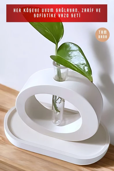 tambana Beyaz Sunumluk Takı Tabağı Dekoratif Tepsi Obje Seti 2 Parça Model 1006 - Resim 2